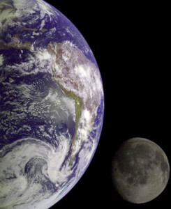 Earth and moon from space